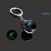 Luminous Zodiac Keychain: Twelve Constellations with Taurus & Aquarius Gem Pendants