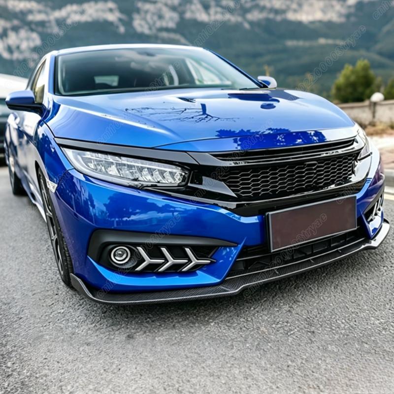 For Honda Civic X FC FK 10th Gen 2016 2017 2018 2019 2020 2021 Car Front Spoiler Splitter Lip Body Decoration Modification Kit
