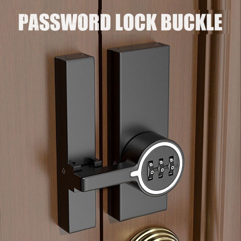 Nytt Lås med 3-siffrigt Lösenord för Dörr i Zinklegering Ljusande Ladugårdsdörrslås Stöldskydd 180 Graders Dörr- och Fönsterhandtag Badrum