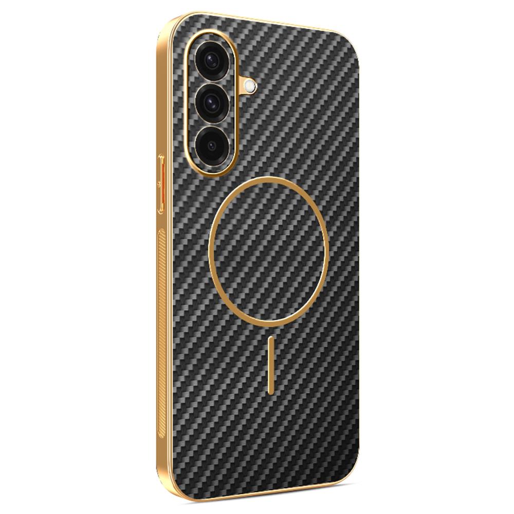 For Samsung Galaxy A37 5G Case Carbon Fiber Textured Electroplated TPU Phone Back Cover