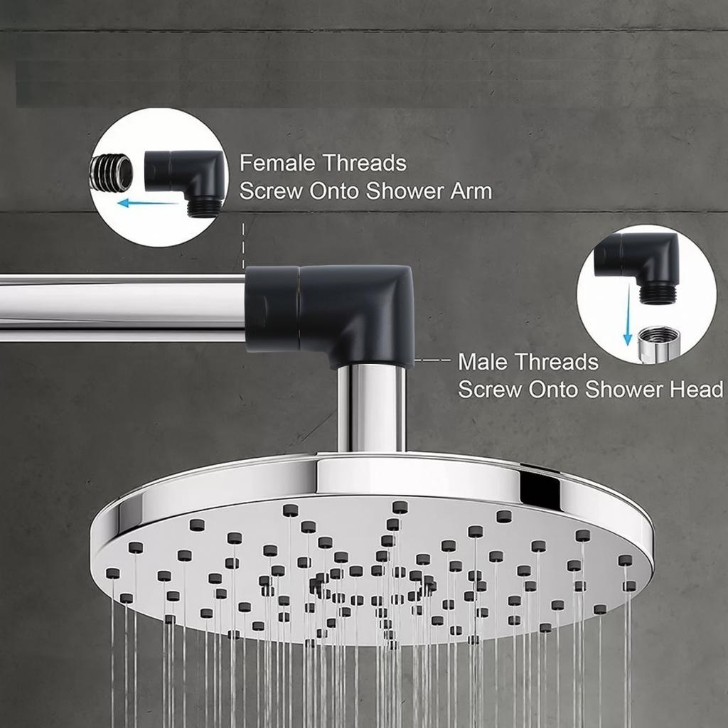 Cot de Duș Negru Elegant din Alamă, la 90 de Grade, pentru Conexiuni Standard G1/2