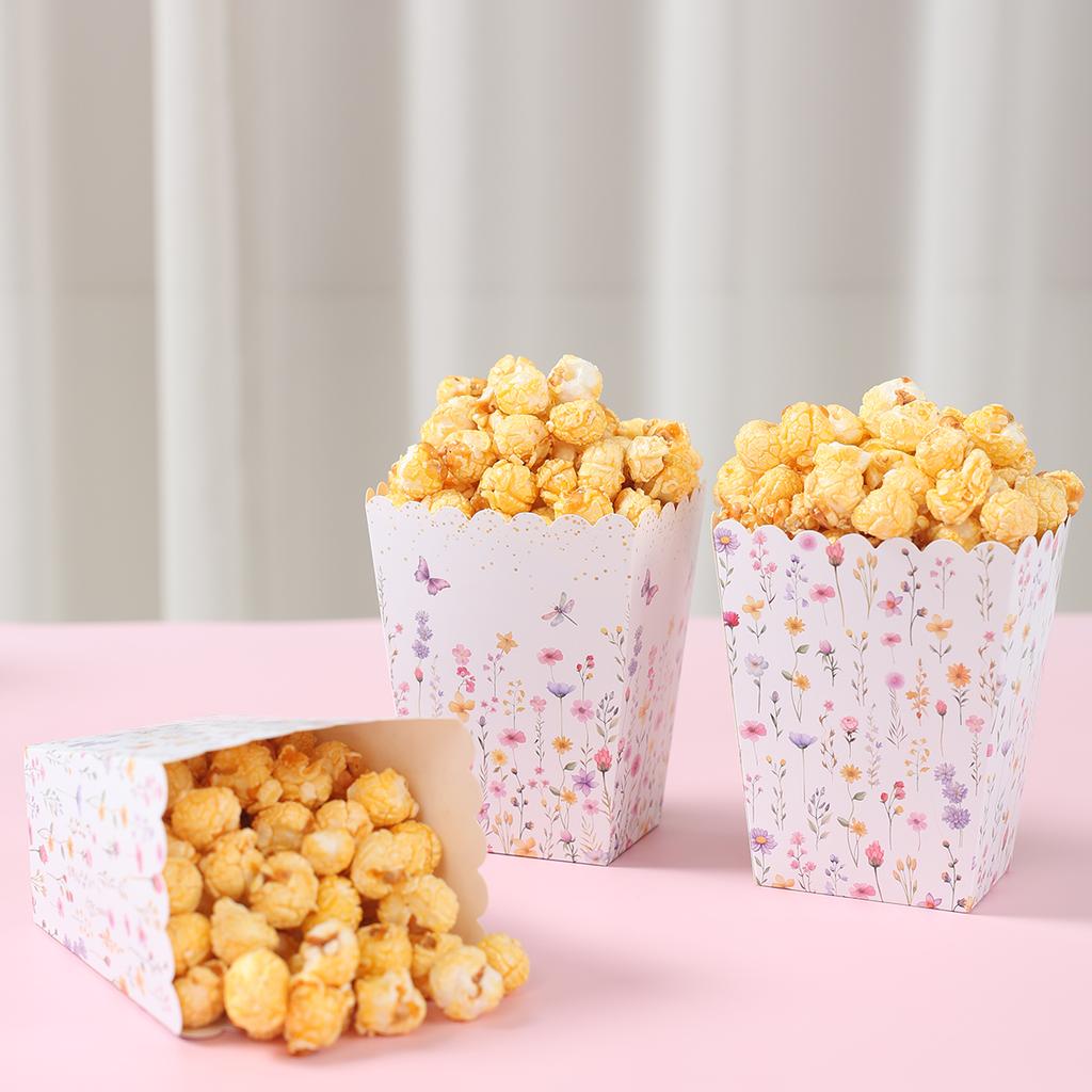 Wildflowers Paper Popcorn Box Spring Wildflowers 1st Birthday Party Decor Kids Girl Wedding Birthday Supplies Gift Baby Shower