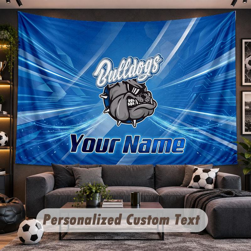Wall Hanging Tapestry Custom NameCanterbury-Bankstown Bulldogs Pattern Personalized Printed Fabric Wall Decor