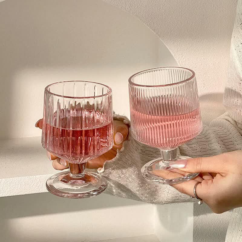 Ins-style Striped Footed Glass Cup