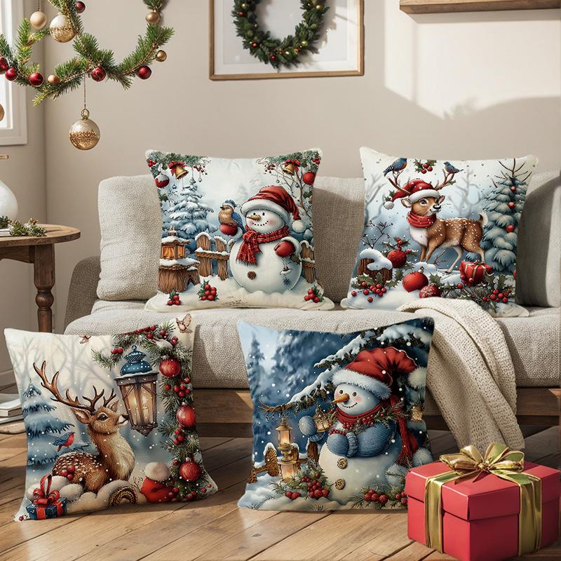 Pillow Cover Decorative Oil Painting Style Realistic Sofa Cushion Cover Bedroom Pillow Cover