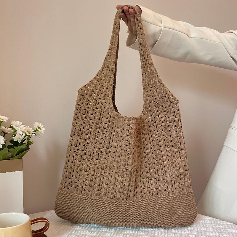 2025 New Women'S Bags Hand-Woven Bucket Bag Large Capacity Casual Lazy Style Hand-Held Tote Bag