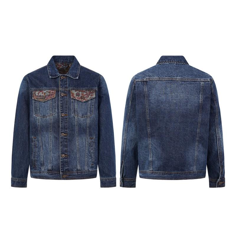 Mens Oversized Retro Streetwear Denim Jacket With Notched Collar Casual Workwear Style Fall