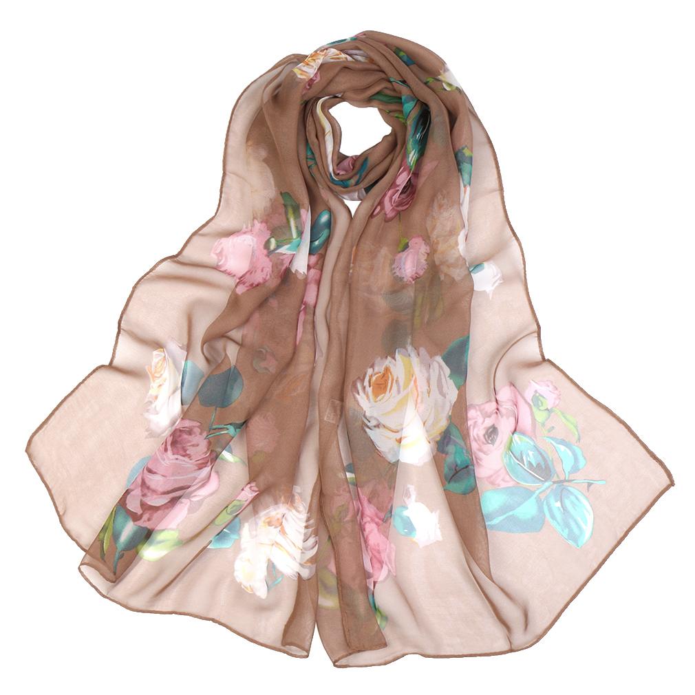 150*50cm Women Spring Premium Georgette Hijab New Floral Printed Scarf Long Shawl Beautiful Flower Pareos Beach Sunscreen Shawl