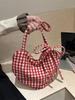 Heart-Shaped Canvas Plaid Crossbody Bag - Korean Style, Large Capacity, Versatile Shoulder Bag for Women and Students