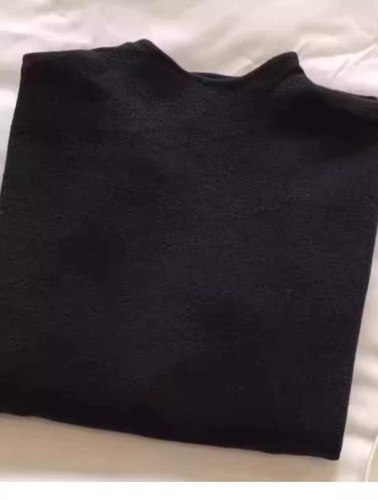 Fufu Baby Blue Semi-High Neck Slim Fit Long Sleeve Knit Sweater for Autumn and Winter