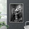 Badrumsvägg Söt Roligt djur Affischtryck Badkar Toalett Humor Duk Måla Ko Panda Läsa Tidningsrum Heminredning