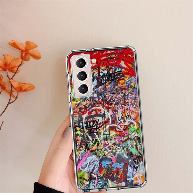 Graffiti Clear Phone Cases for Samsung S26 Ultra Galaxy S25 Edge S24 S23 FE S21 Plus S20 S22 S10 Cover Patterned Compatible with