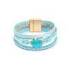 Crystal Rhinestone Vintage Ethnic Beaded Magnetic Clasp Leather PU Bracelet Women Men
