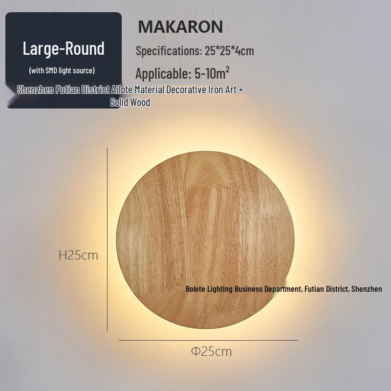 Nordic Japanese Solid Wood LED Wall Lamp for Bedroom, Living Room, or Hallway.