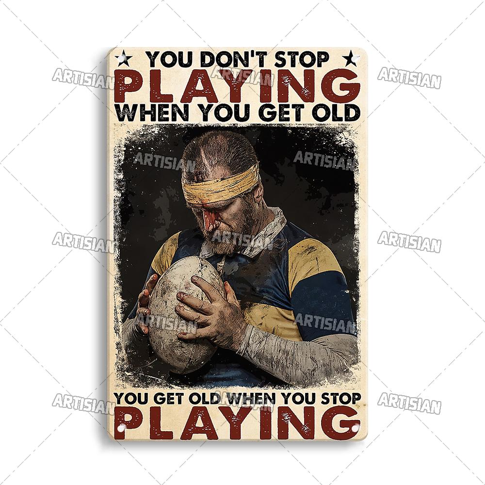 Artisian SPORT Metal Sign Hockey Tin Poster Football Decorative Plate Basketball Baseball Tin Plaque  Wall Decor Garage Bar Pub