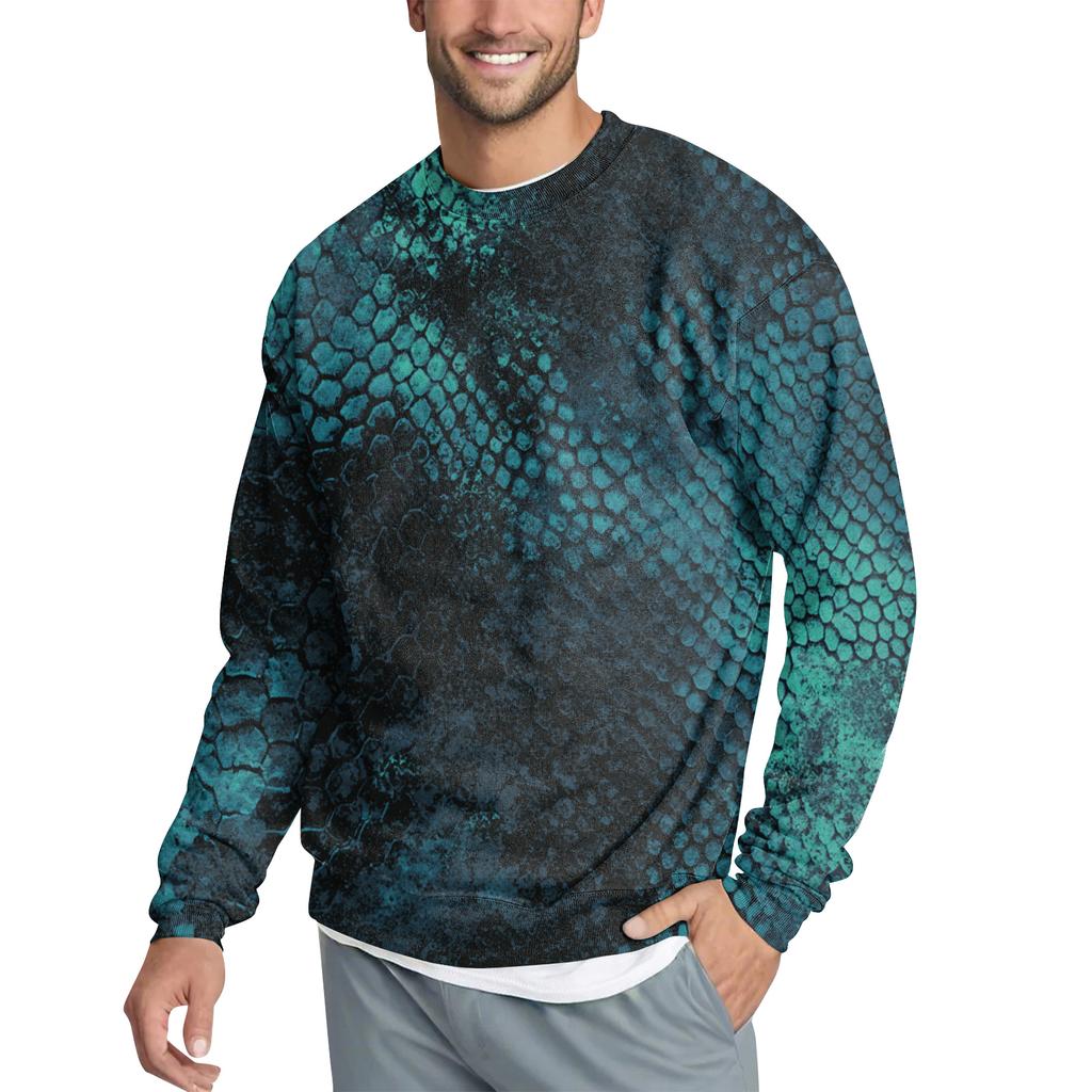 Men's Casual Fashion Printed Round Neck Pullover Sweatshirt