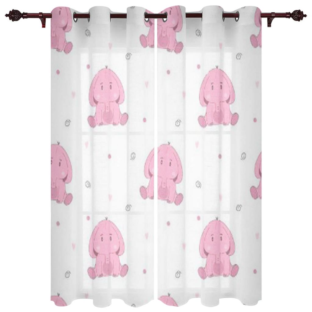 Baby Elephant Cute Butterfly Window Curtain for Living Room Bedroom Home Decor Kitchen for Window Drapes