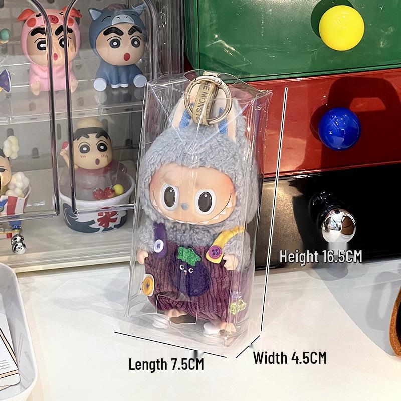 Labubu Transparent Vinyl Protective Case for Cotton Doll, Ita Bag, Baby Stroller Accessory, Dustproof Hanging Bag, 10-15cm.