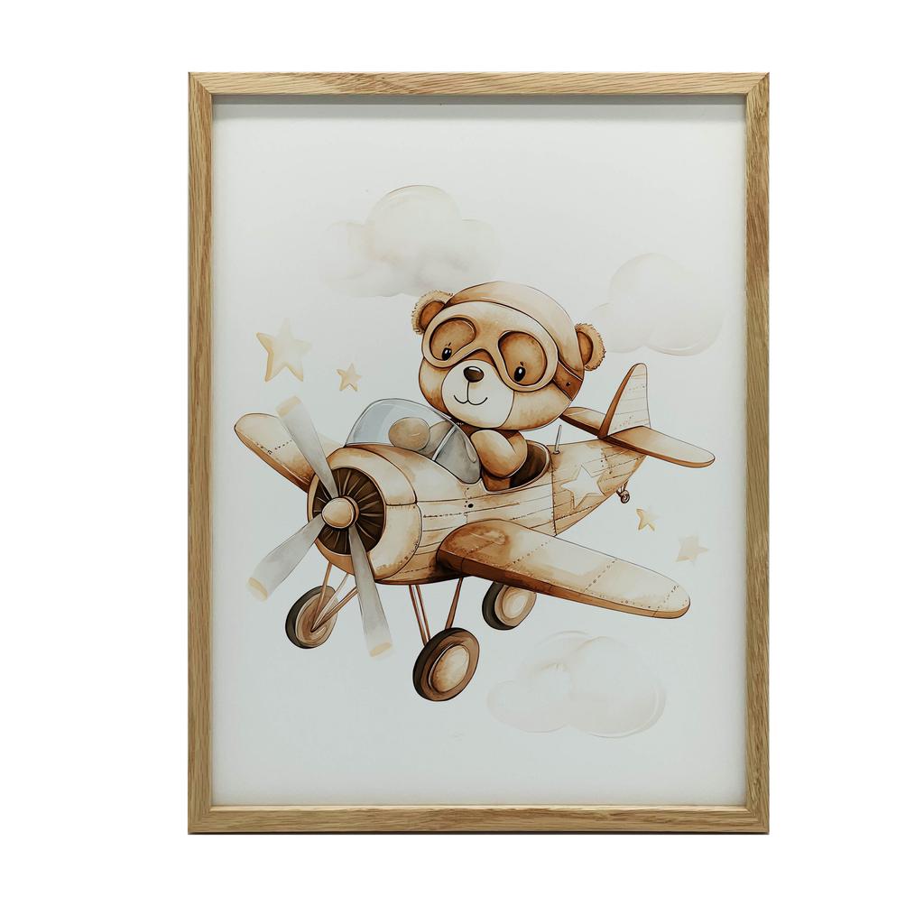 Plakat Latajacy Miś Plakat Latajacy Miś, 30X40 Cm, Rama Aluminiowa Złota, Papier Matowy 230 Gsm