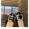 Grape mother of the same style, French elegant metal square buckle, small thick heel, shallow mouth square head flat sole single shoe, women's spring