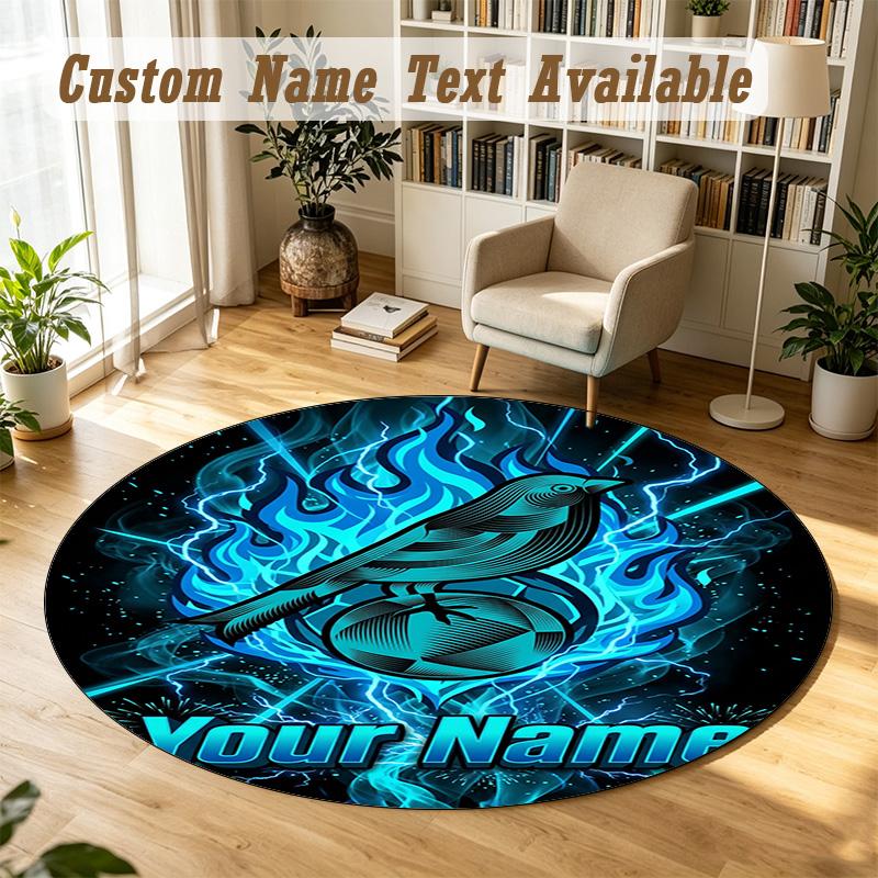 Round Rug Custom NameNorwich City Pattern Non Slip Carpet Home Floor Decor