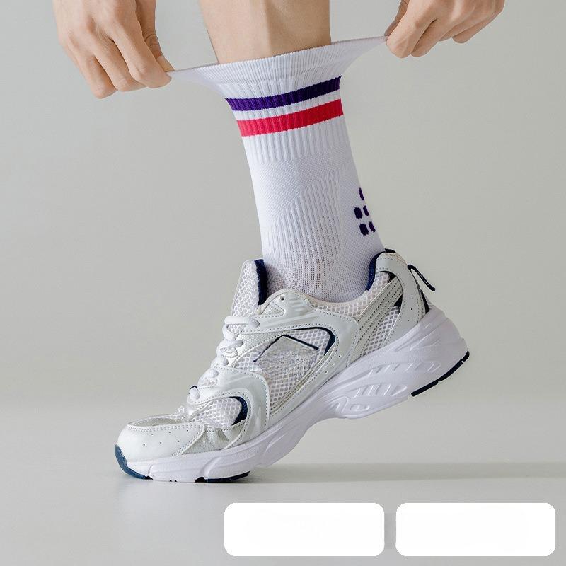 Herren Lauf-Sportsocken, Basketball Stoßdämpfend und Verschleißfest, Handtuchsohle Schweißabsorbierend, Geruchshemmend und Atmungsaktiv Mittelhohe Socken