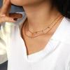 French Rhombus Sequined Double-Layer Stacked Titanium Steel Necklace Does Not Fade Niche Light Luxury Collarbone Chain Women'S High Sense