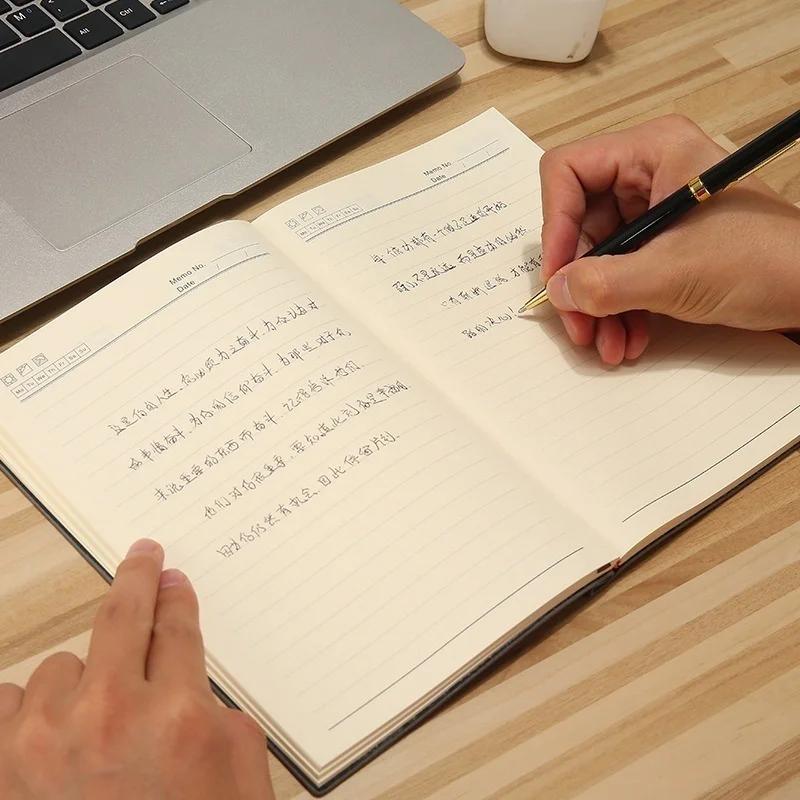 A5 Retro Leather Office Notepad with Pen Printing Travel Diary Business Men Notebook Students School Supplies Korean Stationery