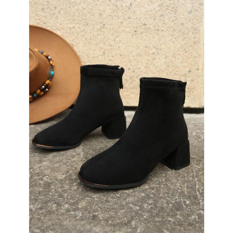 Quadratische Zehenpartie Mittelhoher Absatz Martin Boots Damen 2025 Winter Neu Schlankmachend Übergröße Mode Stiefel