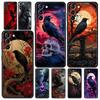 Black Raven Phone Case for Samsung Galaxy S25 S24 S23 S22 S20 S21 FE Ultra S25 Edge S10 Plus 5G Soft TPU Cover Fundas Capas Bags
