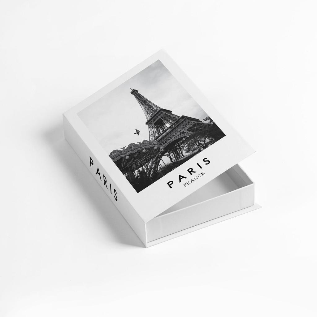 Scatola portaoggetti a forma di libro finto di lusso apribile Decorazione per la casa Moda Parigi Libri Decorativi Decorazione d'interni Tavolino da caffè Ornamenti per la camera da letto