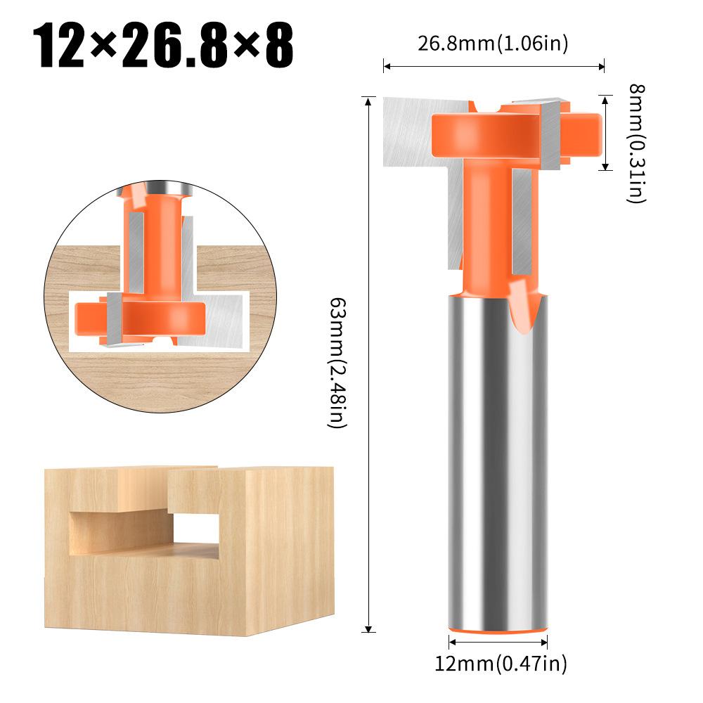 

Three-edged straight-edge T-knife 12 handles, woodworking engraving milling cutter, notch cutter, four-edged slotting cutter, woodworking cutter Three-edged straight edge T-knife 12 * 26.8 * 8