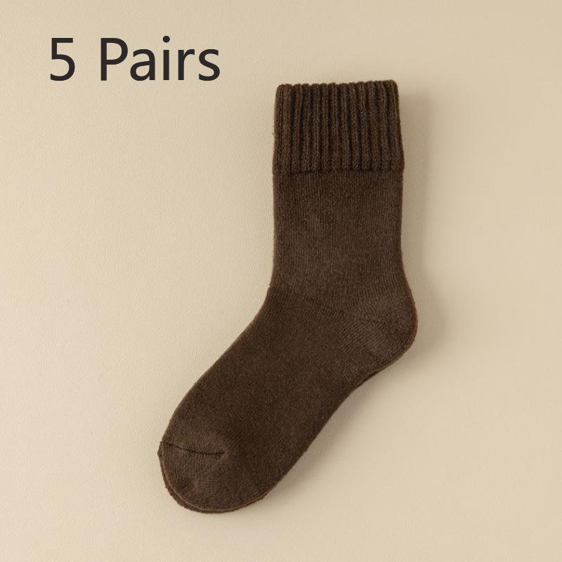 5 Pairs of Women's Autumn and Winter Fleece Thickened Warm Circle Wool Stockings
