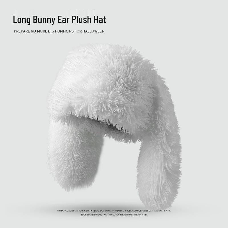 Sweet Rabbit Ear Plush Hat for Women - Winter Warm & Cold-Proof Beanie with Ear Protection