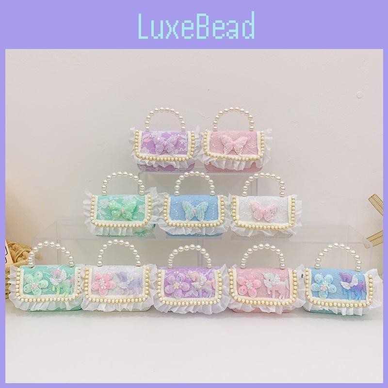 Stylish Cute Lace Childrens Bag Beautiful Butterfly Pearl Handbag For Girls Toddler