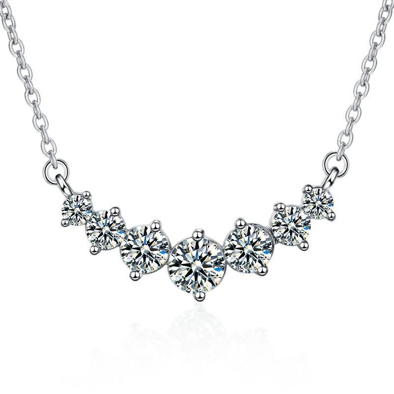 Micro Set Zircon Straight Row Smile Necklace Women Charming Collarbone Chain Fashion Jewelry