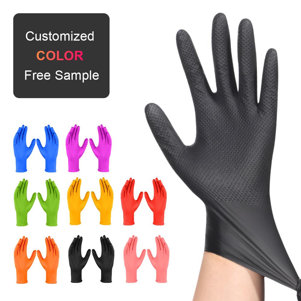 8 Mil Extra Thick Wear-Resistant Diamond Textured Nitrile Gloves for Industrial, Oil, Acid, Alkali, and Auto Repair