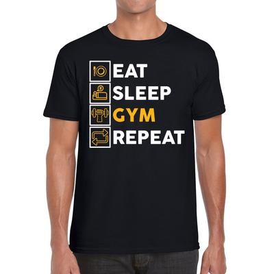 Essen Schlafen Fitnessstudio Wiederholen Lustiges Trainings-Unisex-Herren-T-Shirt Damen-Oberteile T-Shirts