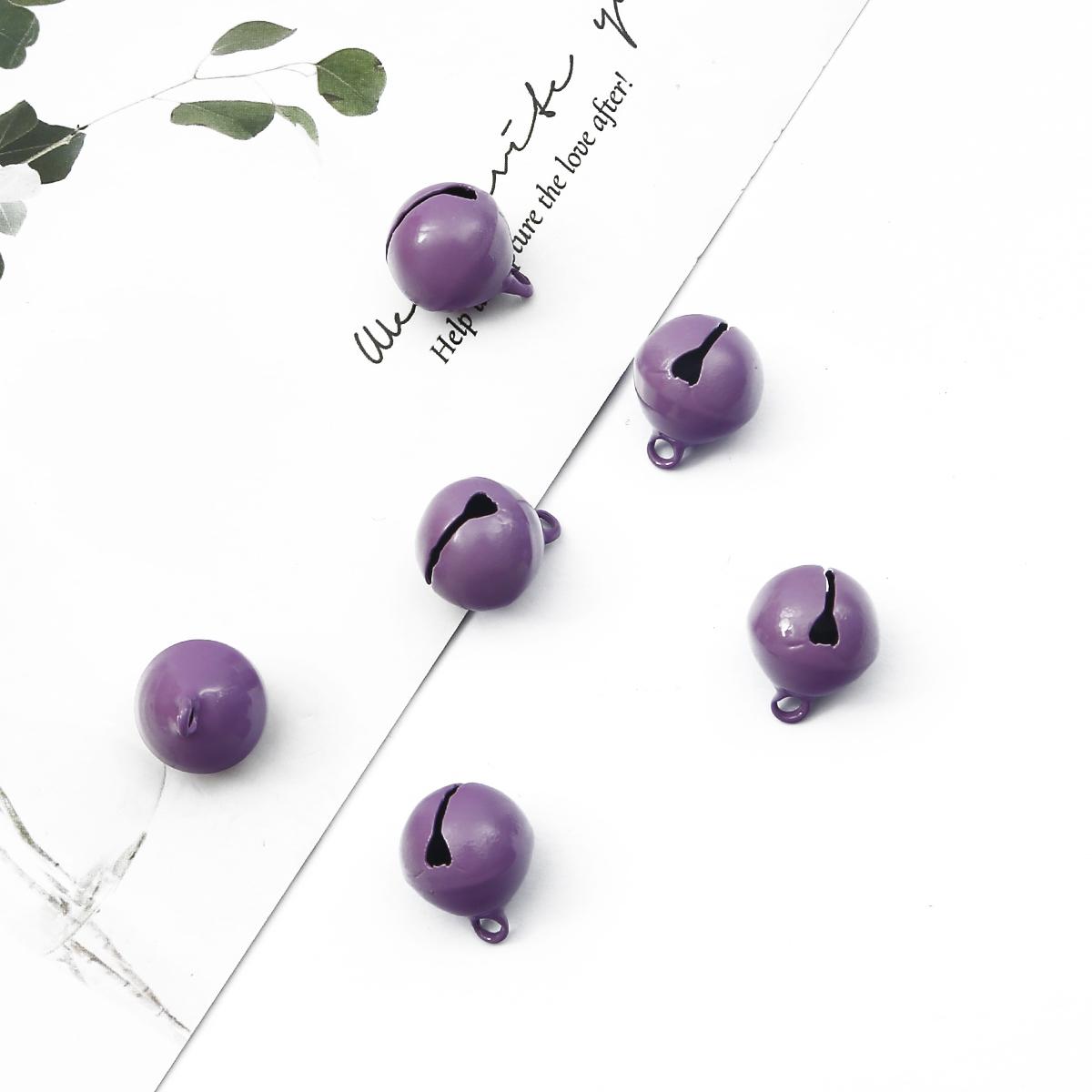 

10 шт./лот, разноцветные железные металлические бусины, колокольчики, рождественские украшения, подвески, материал, поделки, рождественские колокольчики фиолетовый