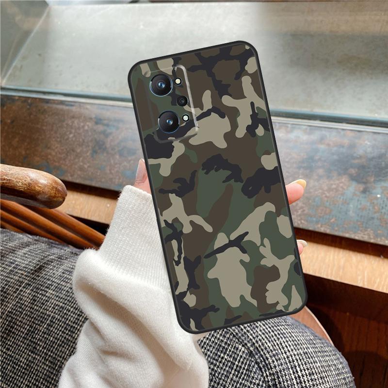 Green Camouflage Case For Realme 11 12 13 14 Pro Plus C53 C55 C51 C25 C63 C61 C65 C67 C71 C75 GT6 GT7 15 Pro