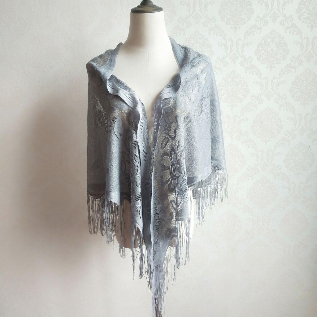 New Spring And Autumn Silk Scarf Thin Lace Triangle Scarf Women With Cheongsam Hanfu Shawl Fringe Scarf