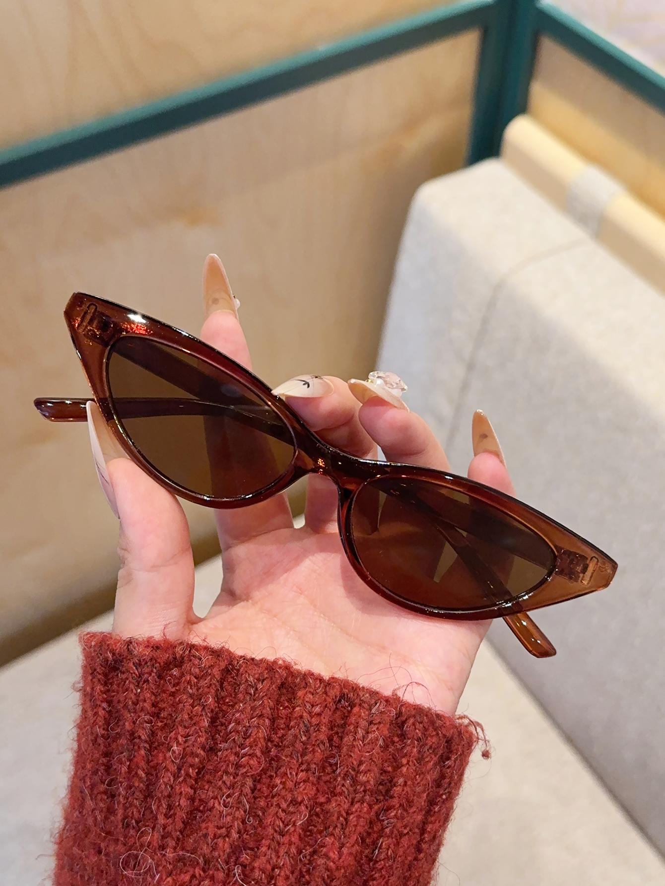 

1Pc Fashionable Cat Eye Frame Design Small Frame Glasses Retro Fashion Trendy Simple Personalized Glasses Fashionable Glasses Du