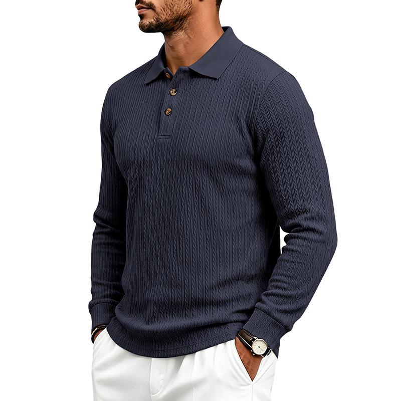 Men S Slim Fit Long Sleeve Polo Shirt Casual Basic Top