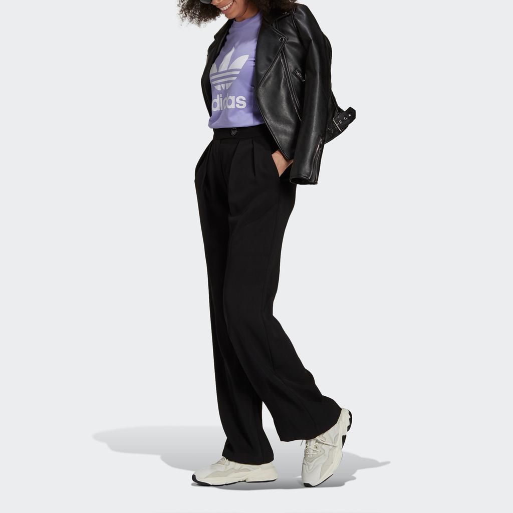 Adidas Originals Trefoil Tee American Vintage Dopamine Logo Print Crew Neck Sports Fitted Short Sleeve T-Shirt Women Tops Purple GN2905