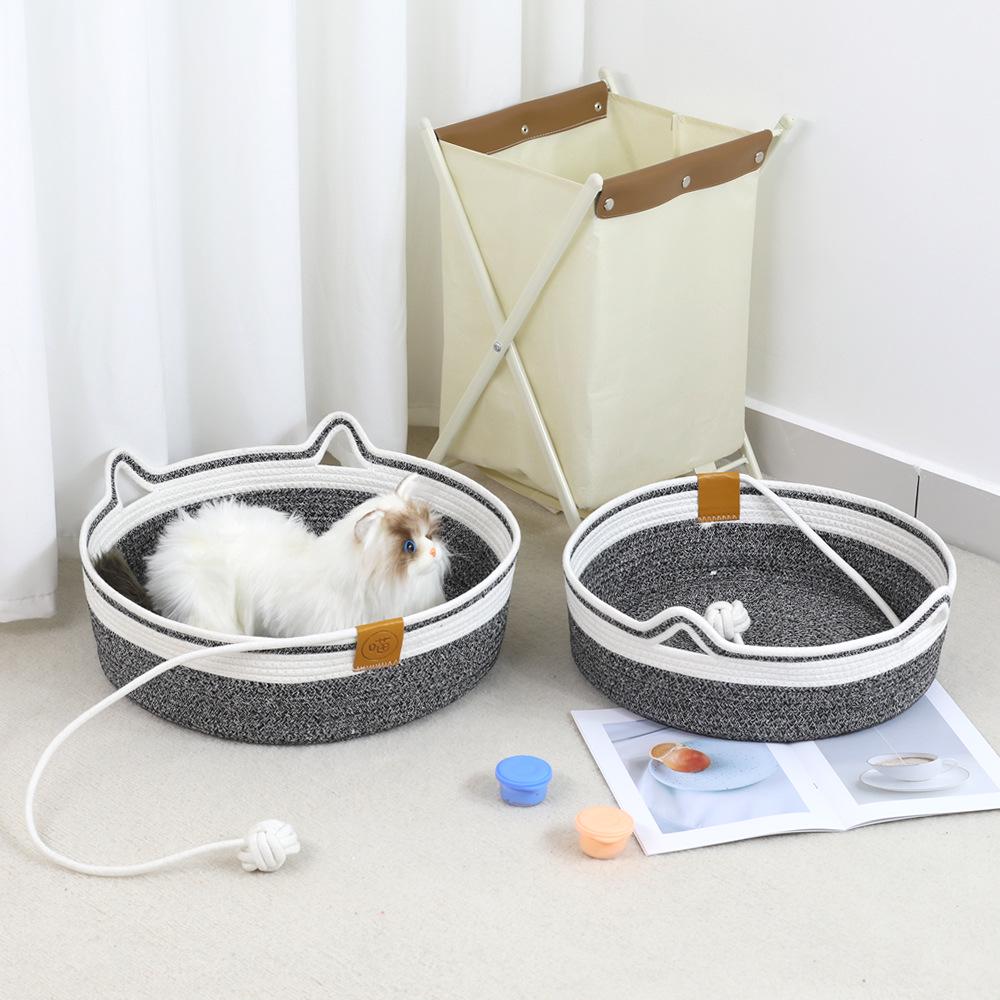 All-Season Cool Cat Bed with Scratching Post, Detachable and Washable, Cute Cotton Pad for Nail Grinding and Dirt Resistance