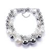 Silver-white Round Pearl Necklace, Cold Wind Exaggerated Double-layer Design Collarbone Chain Female
