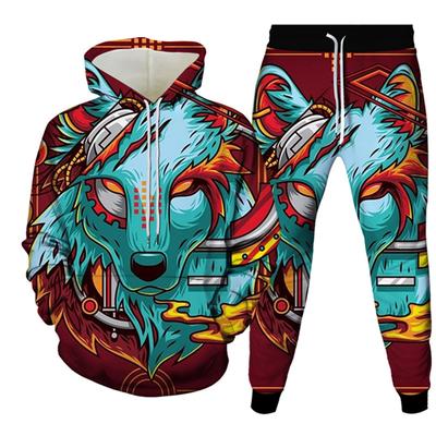 Animal Wolf 3d Print Men's Tracksuit Sets Casual Hoodie and Pants 2pcs Sets Oversized Sweatshirt Fashion Streetwear Men Clothing