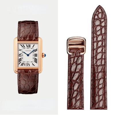 Pulseira de Couro Genuíno para Relógio Cartier Tank Blue Balloon London Confortável Couro de Crocodilo Pulseira Masculina Acessórios 20 22mm