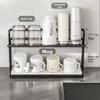 Sink Storage Rack 2Layer Cup Storage Rack Carbon Steel Cup Storage Tray Drain Cup Rack  Home