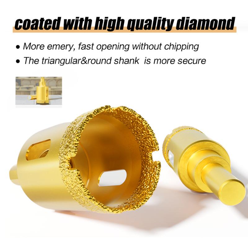6-35mm Hole Saws Diamond Drill Bits Set Triangle Shank for Glass/Tile/Granite Brazed Diamond Coated Ceramic Drill Kit Marble Cut